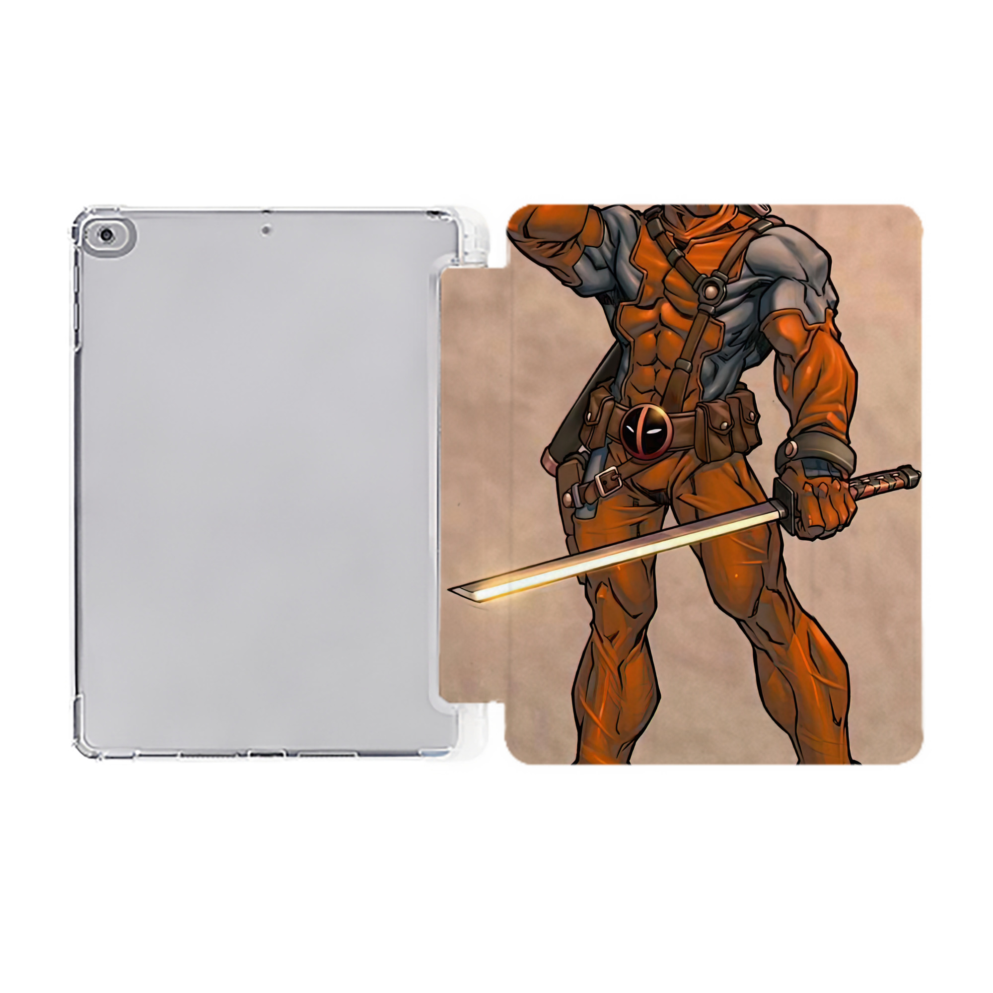 （画像用） Deadpool デッドプール IPad ケース ペン収納付き 三つ折りスタンド PUレザー×シリコン 対応機種9.5/10.5/10.9インチ